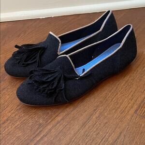 Rothy's The Merino Tassel Loafer in Black Sz 8